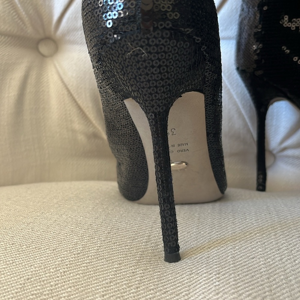 Rare thigh, high black sequence boots Sergio Ross size 9 - Picture 9 of 12